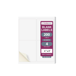 NextDayLabels - Laser/Ink Jet White Labels (4 x 5"/50 Sheets)